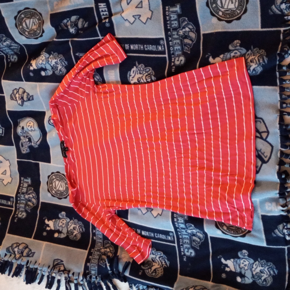 Women's stripes quartered sleeves shirt